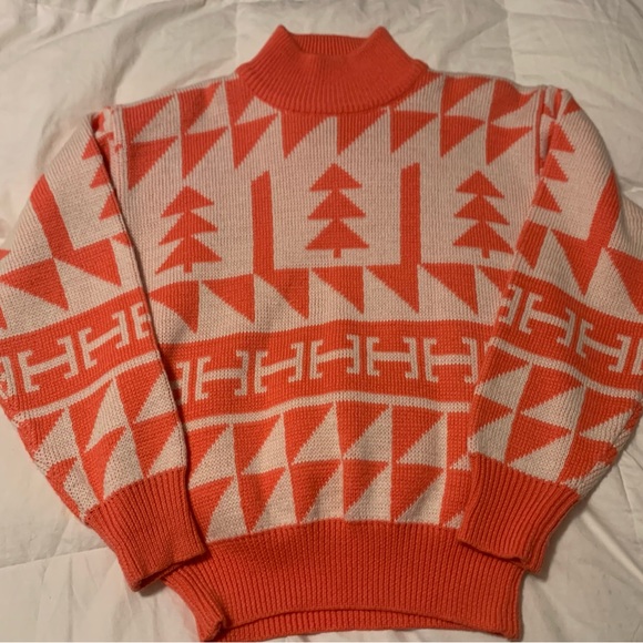 Vintage Nils Ski Sweater Pink Nit Retro Geometric 80s Wool Blend  Women’s Medium - Picture 7 of 7